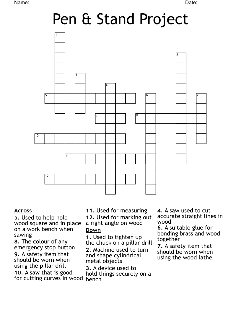 Pen & Stand Project Crossword