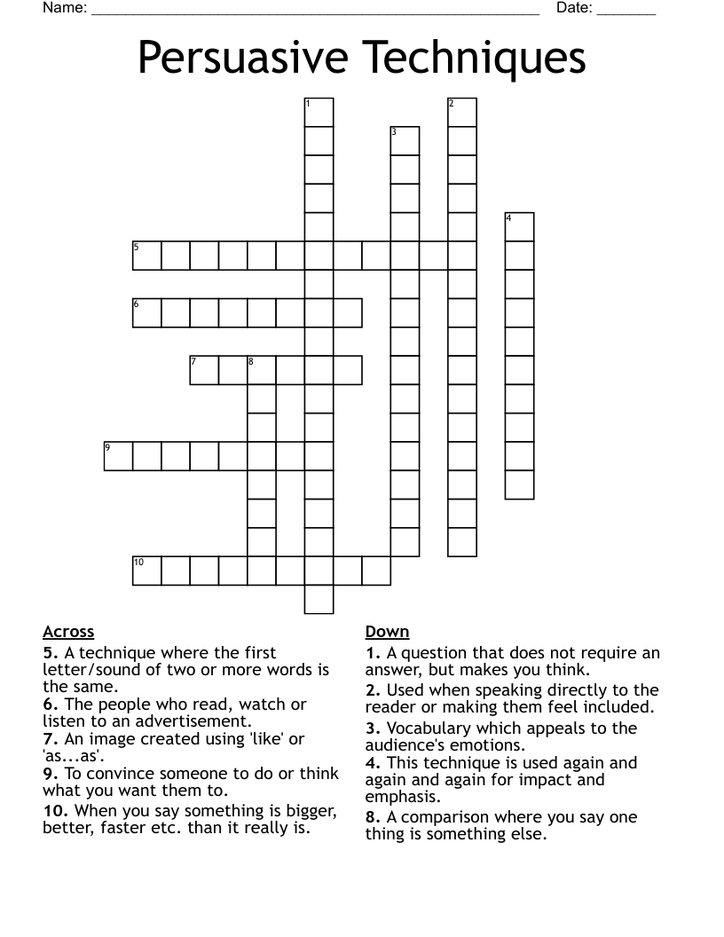 Persuasive Techniques Crossword