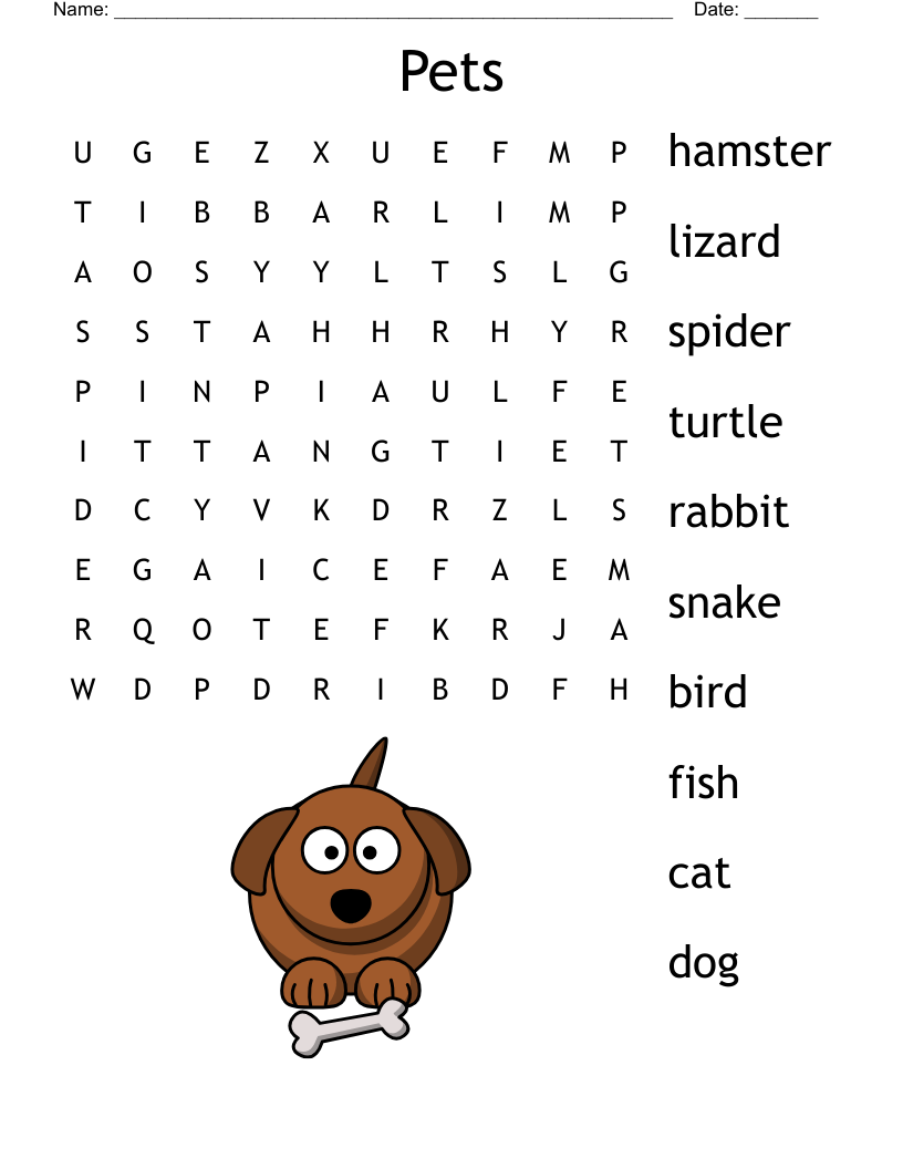 Pets  Word Search