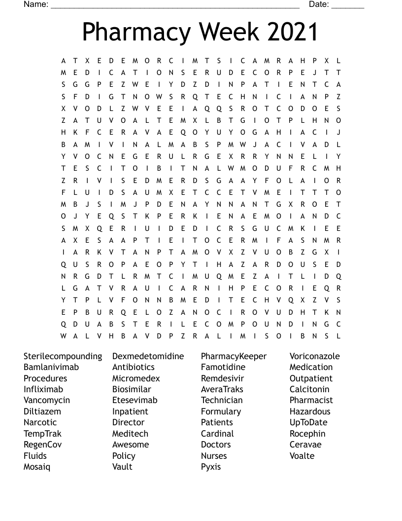 Pharmacy Week 2021 Word Search