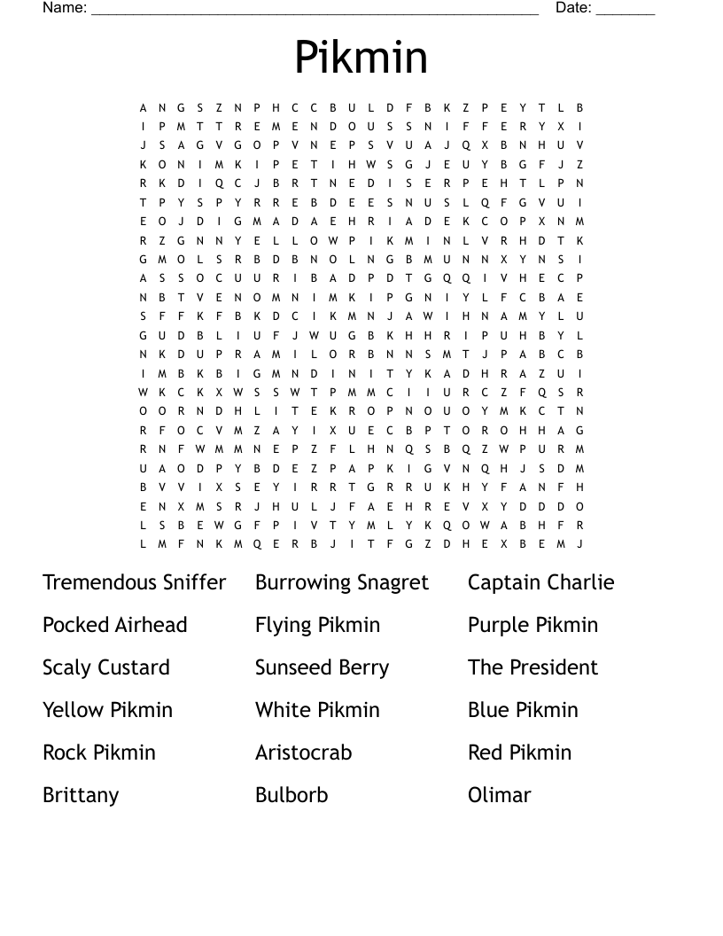 Pikmin Word Search