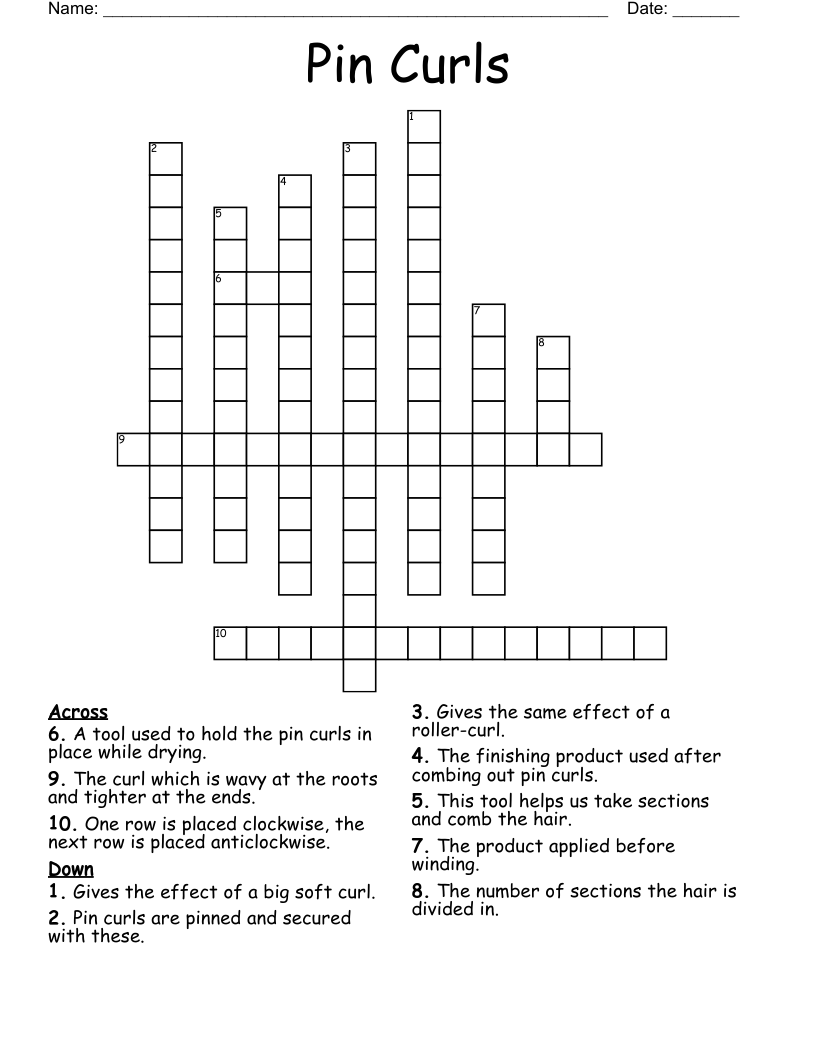 Pin Curls Crossword