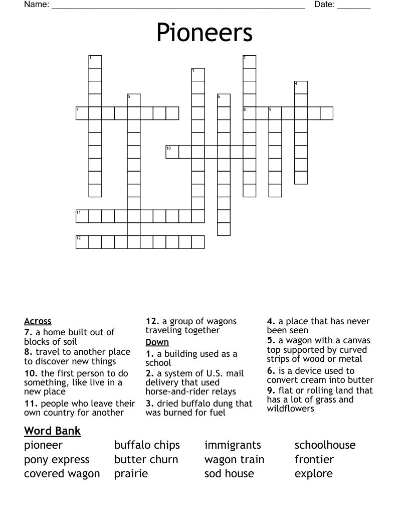 Pioneers Crossword