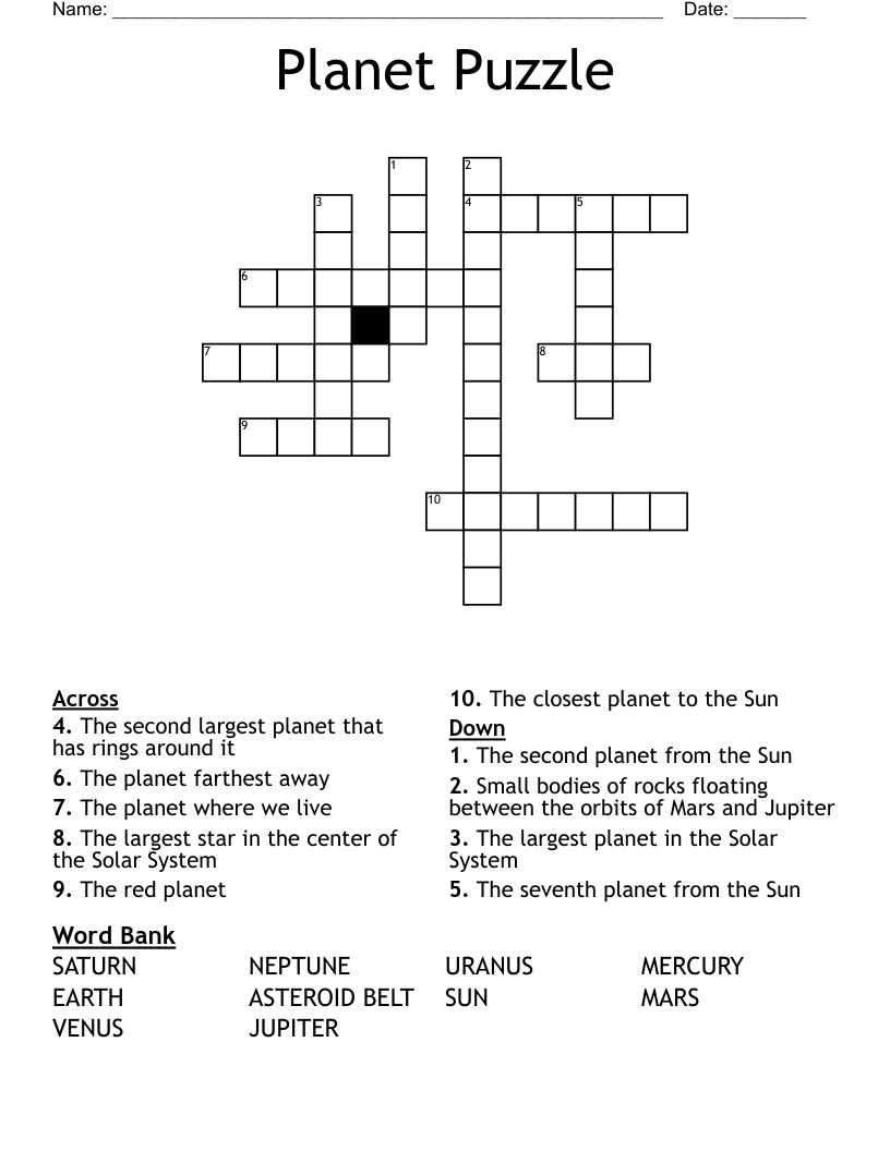 Planet Puzzle Crossword