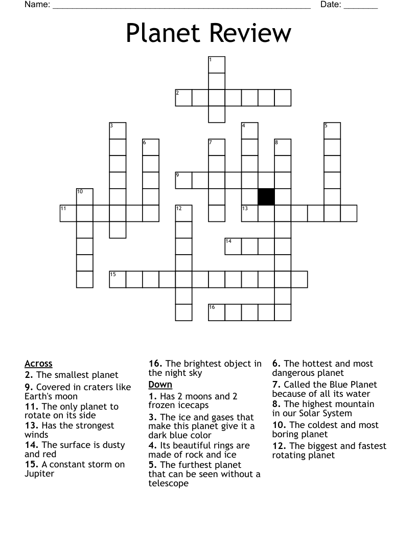 Planet Review Crossword