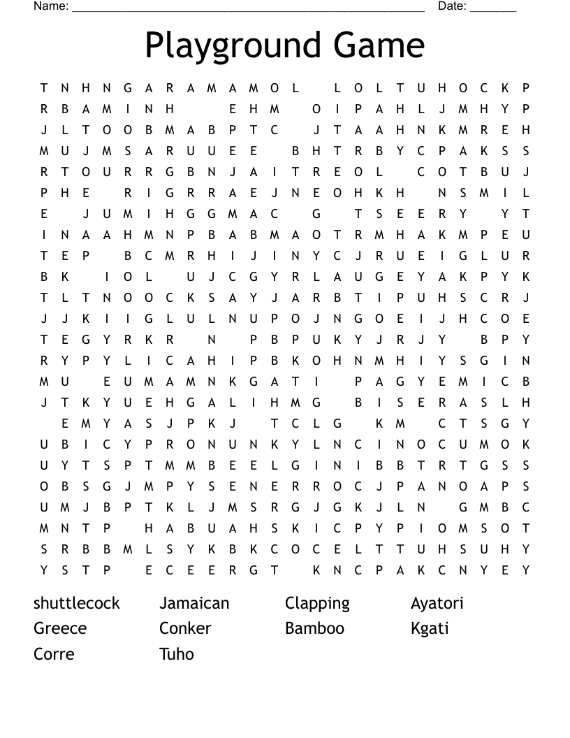 Playground Game Word Search