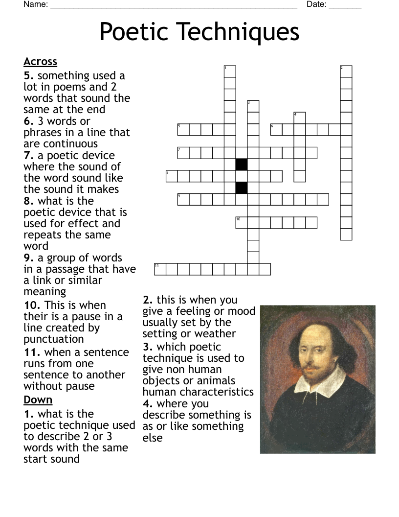 Poetic Techniques Crossword