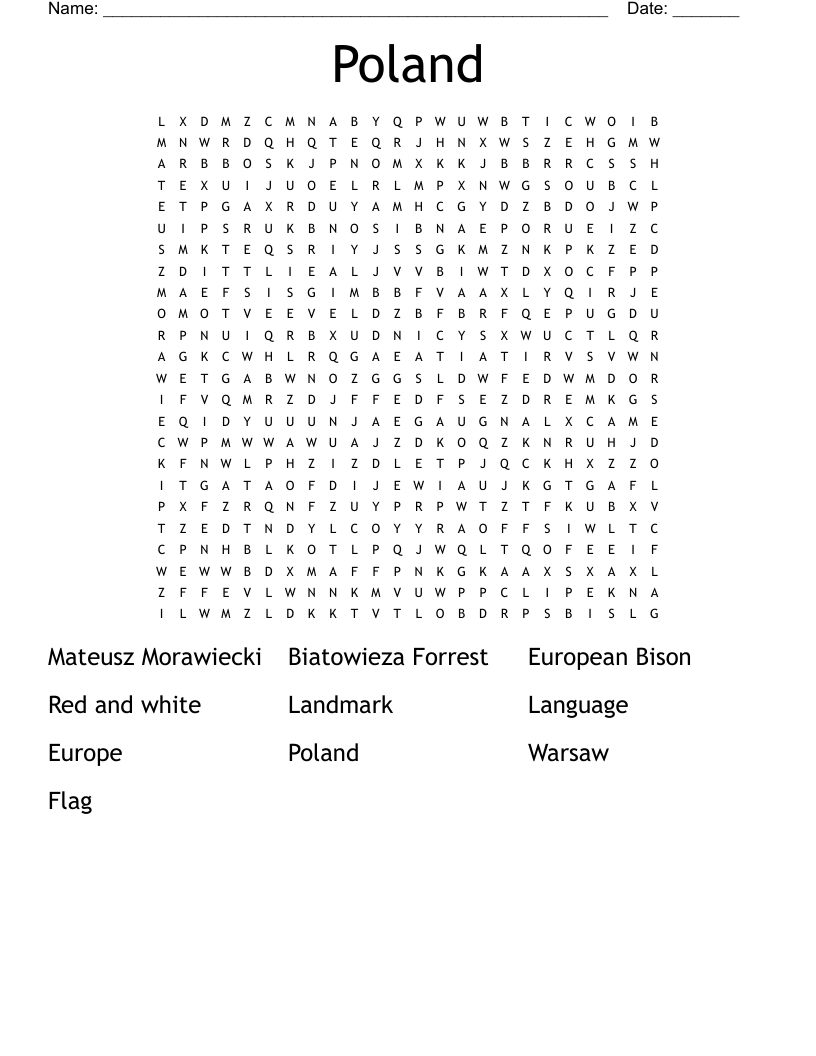 Poland Word Search