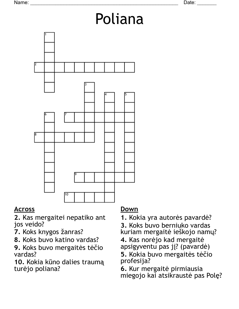 Poliana Crossword