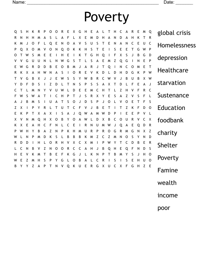 Poverty Word Search