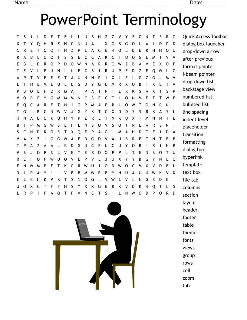 PowerPoint Terminology Word Search