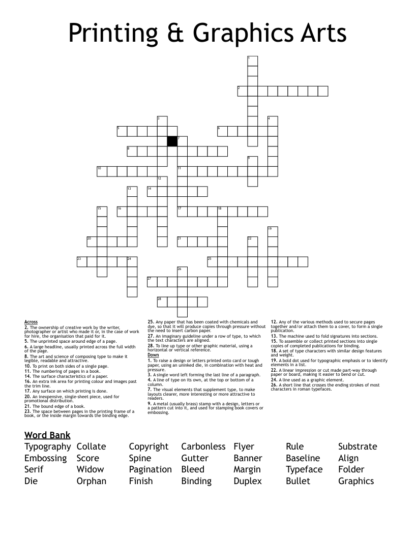 Printing & Graphics Arts Crossword