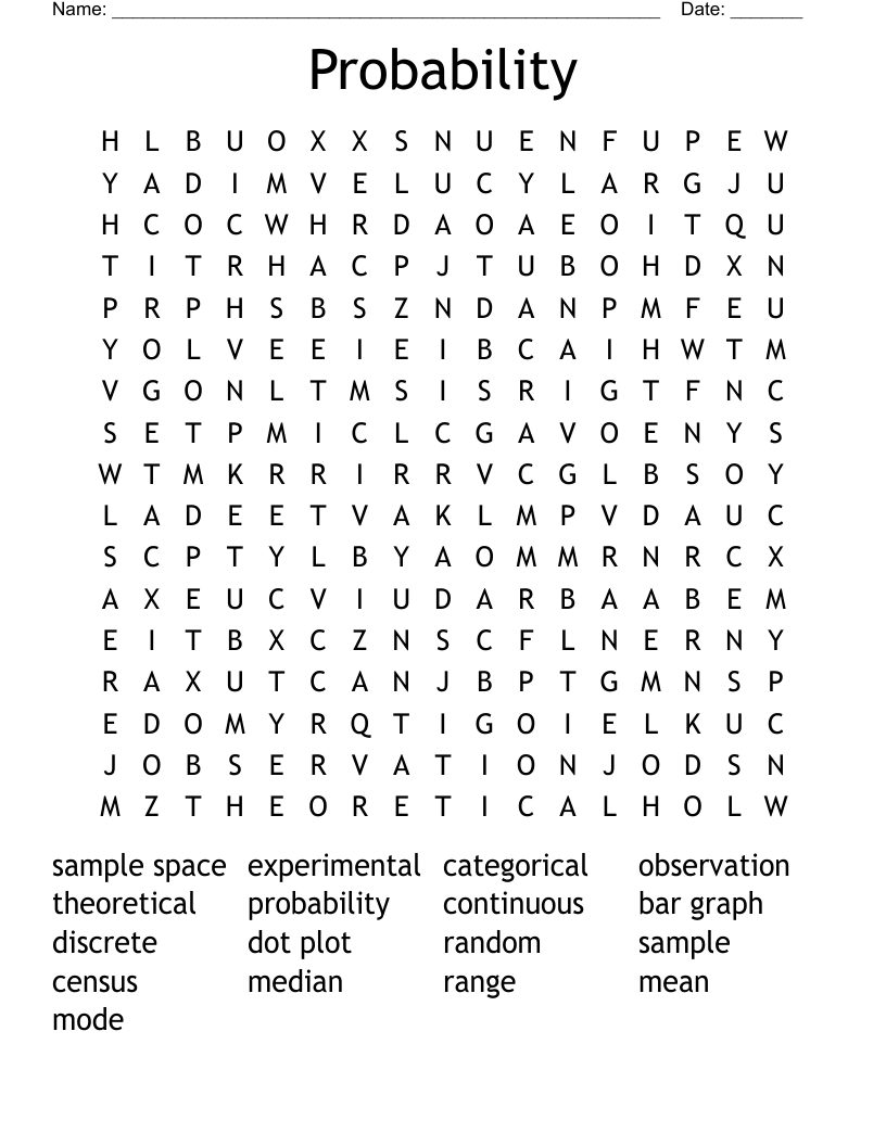 Probability Word Search