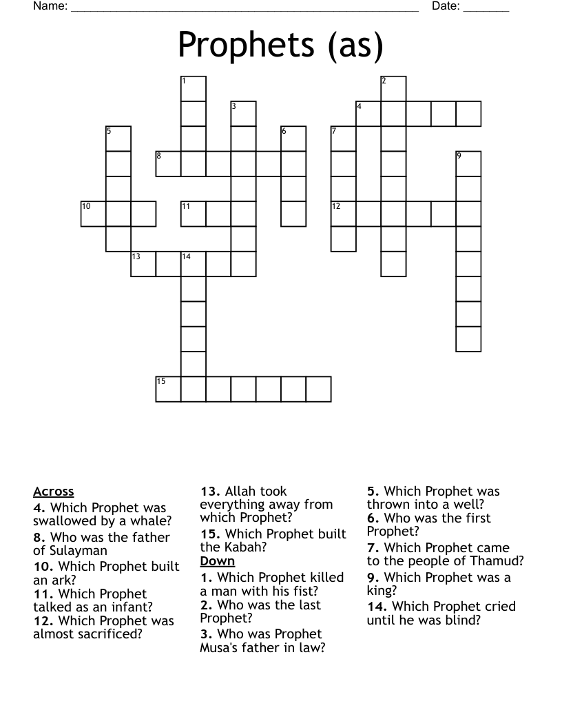 Prophets (as) Crossword