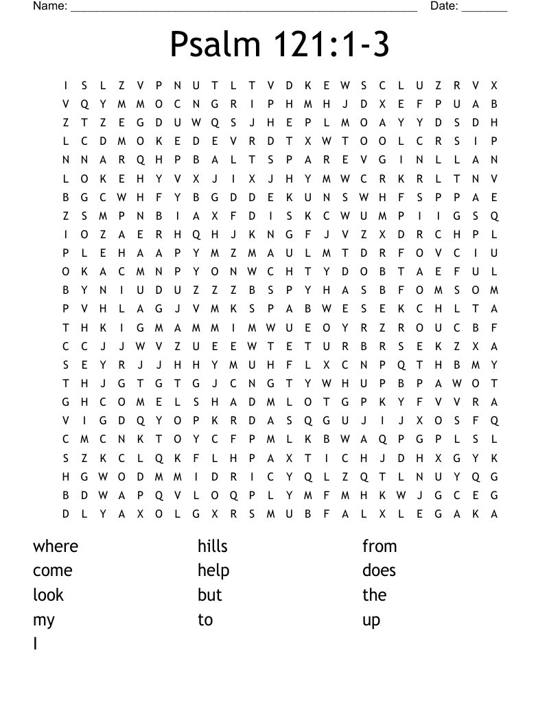 Psalm 121:1-3 Word Search