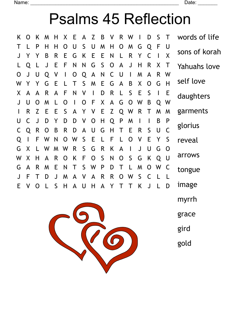 Psalms 45 Reflection  Word Search
