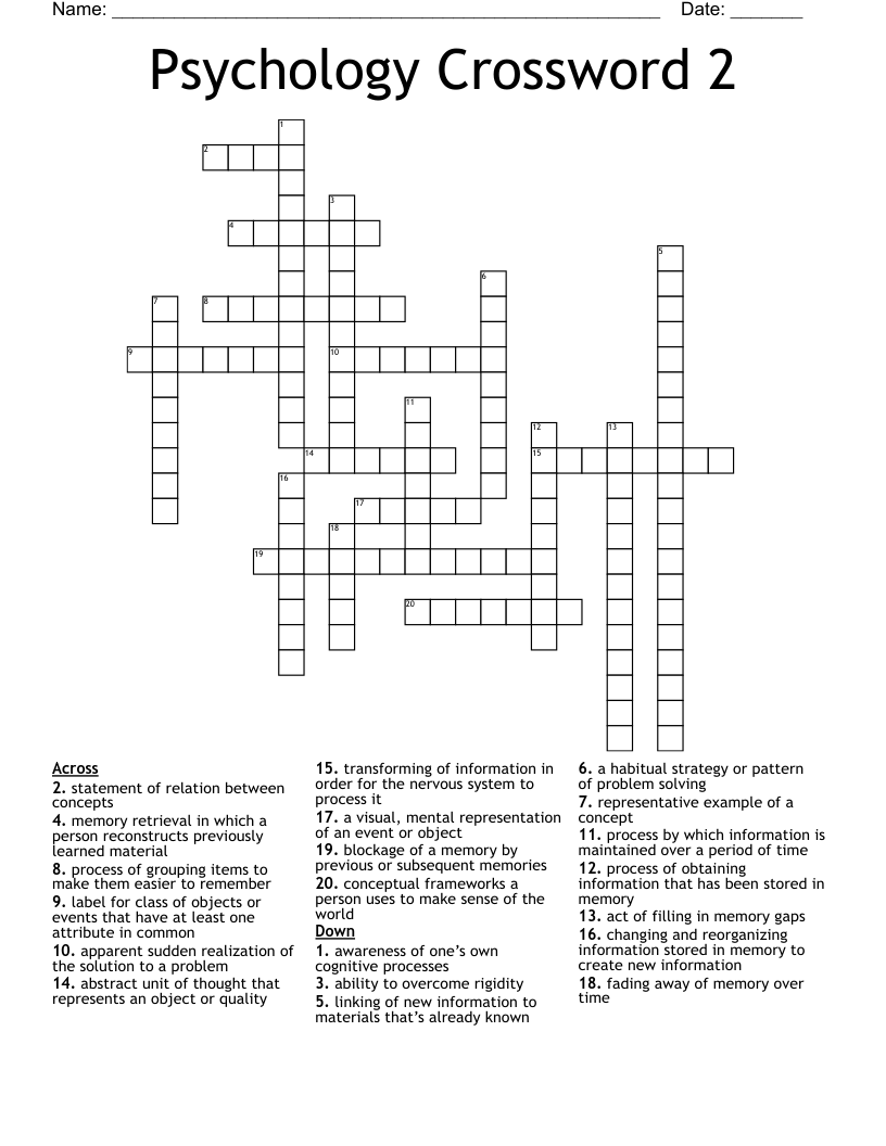 Psychology Crossword 2