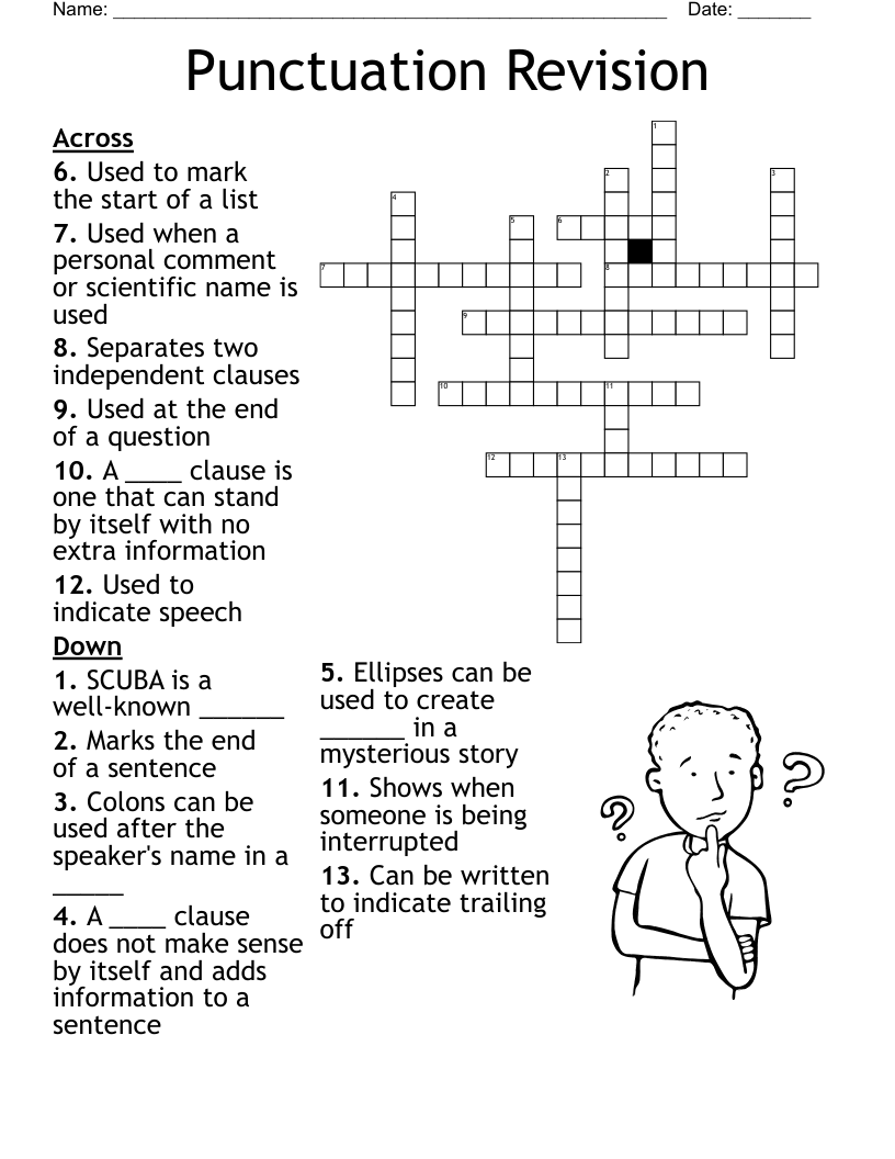 Punctuation Revision Crossword