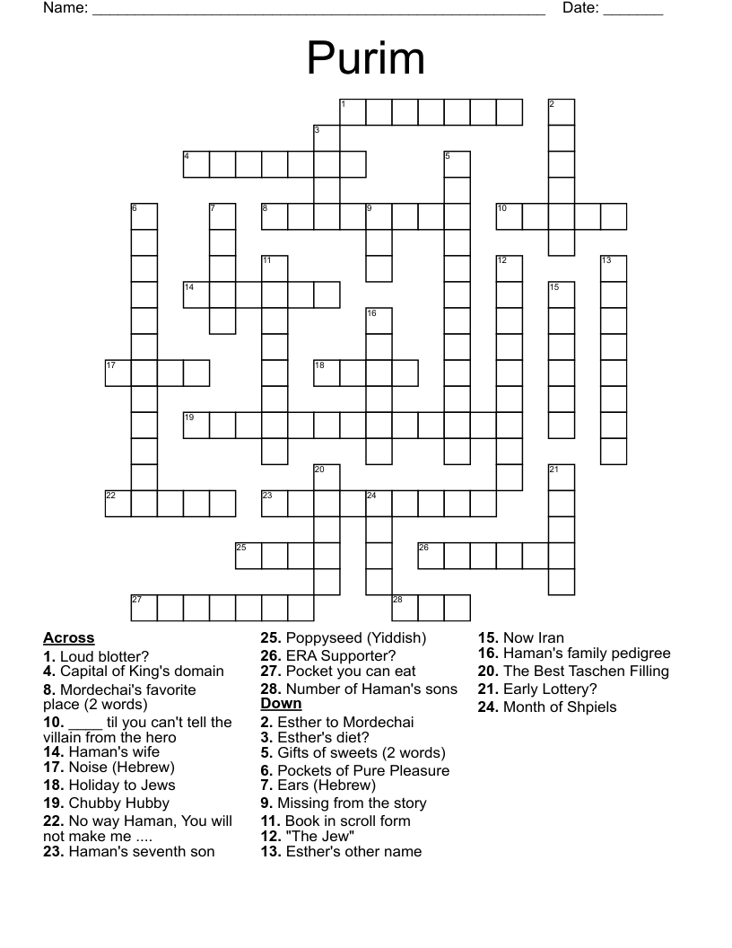 Purim Crossword