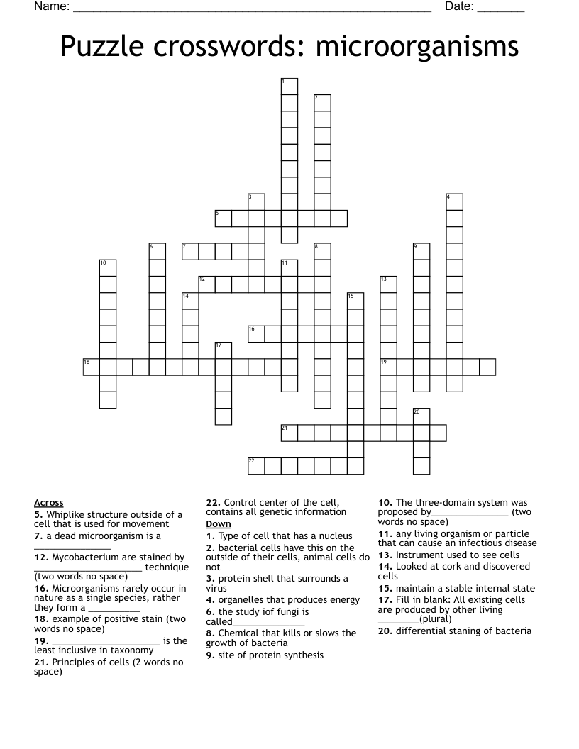 Puzzle crosswords: microorganisms