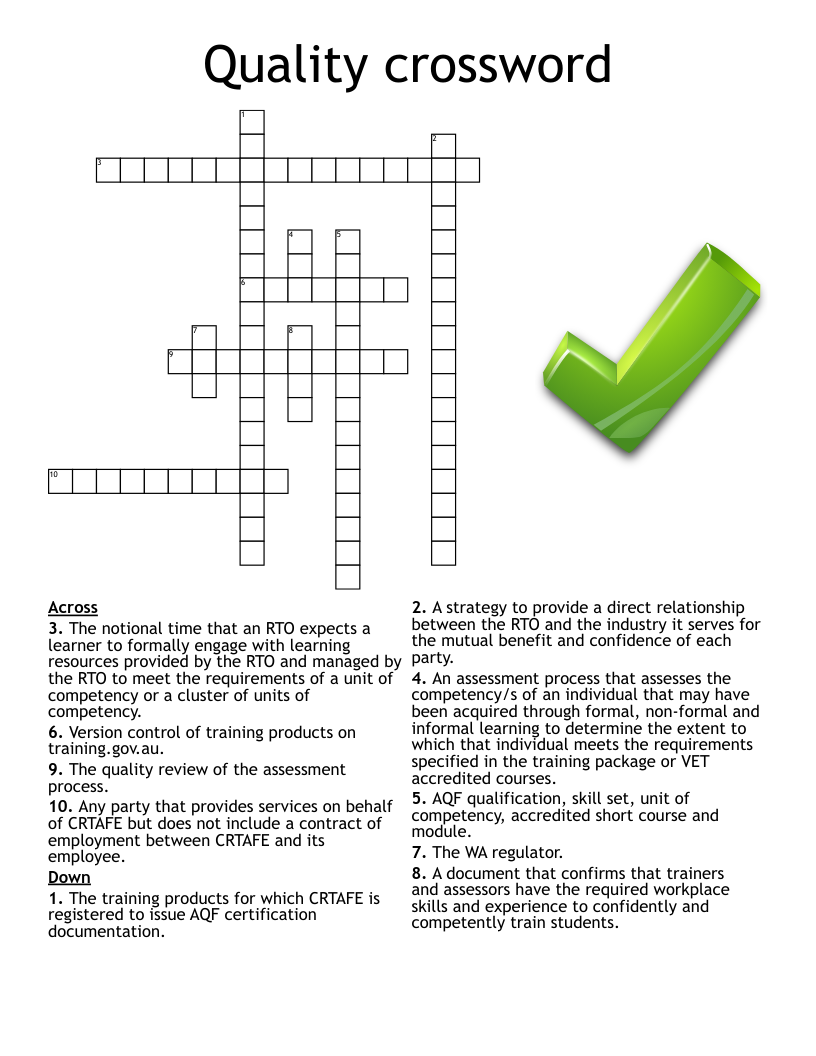 Quality crossword