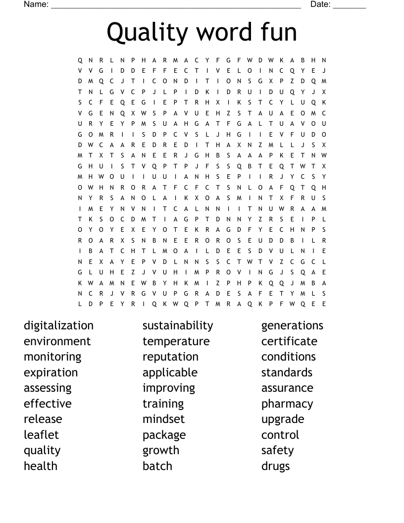 Quality word fun Word Search