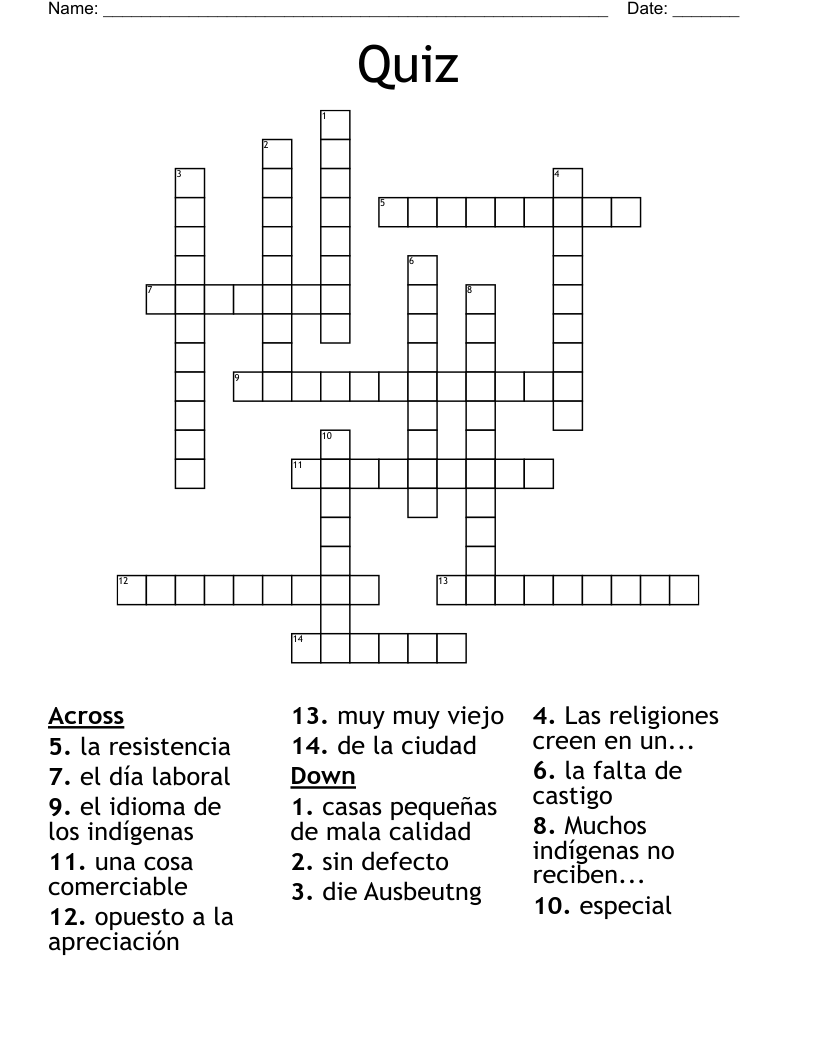 Quiz Crossword