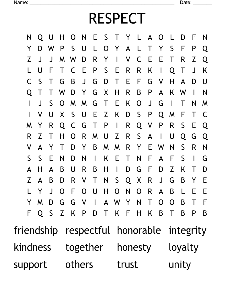 RESPECT Word Search