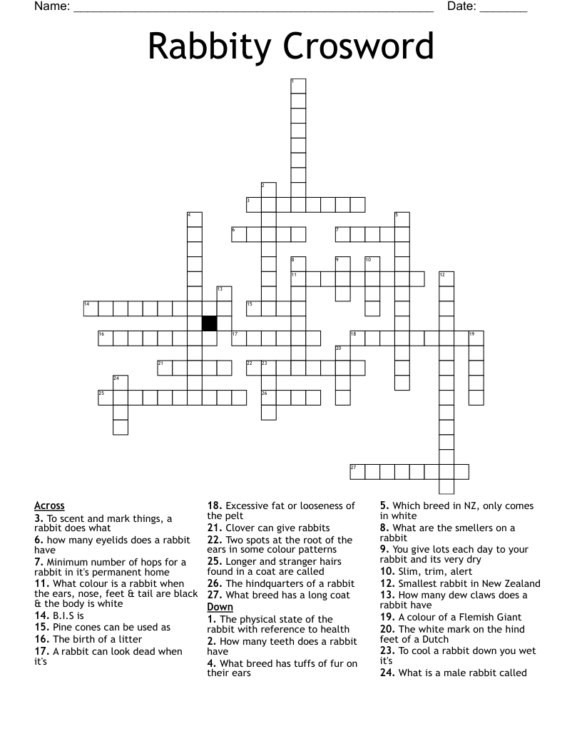 Rabbity Crosword  Crossword