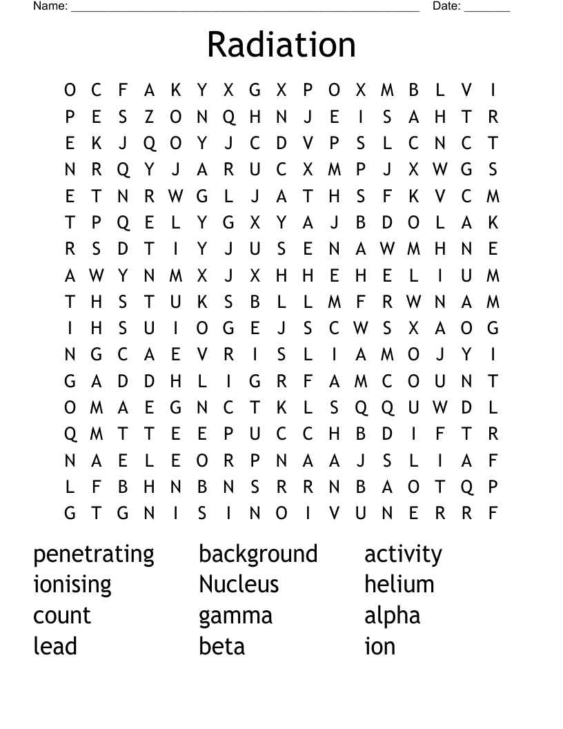Radiation Word Search