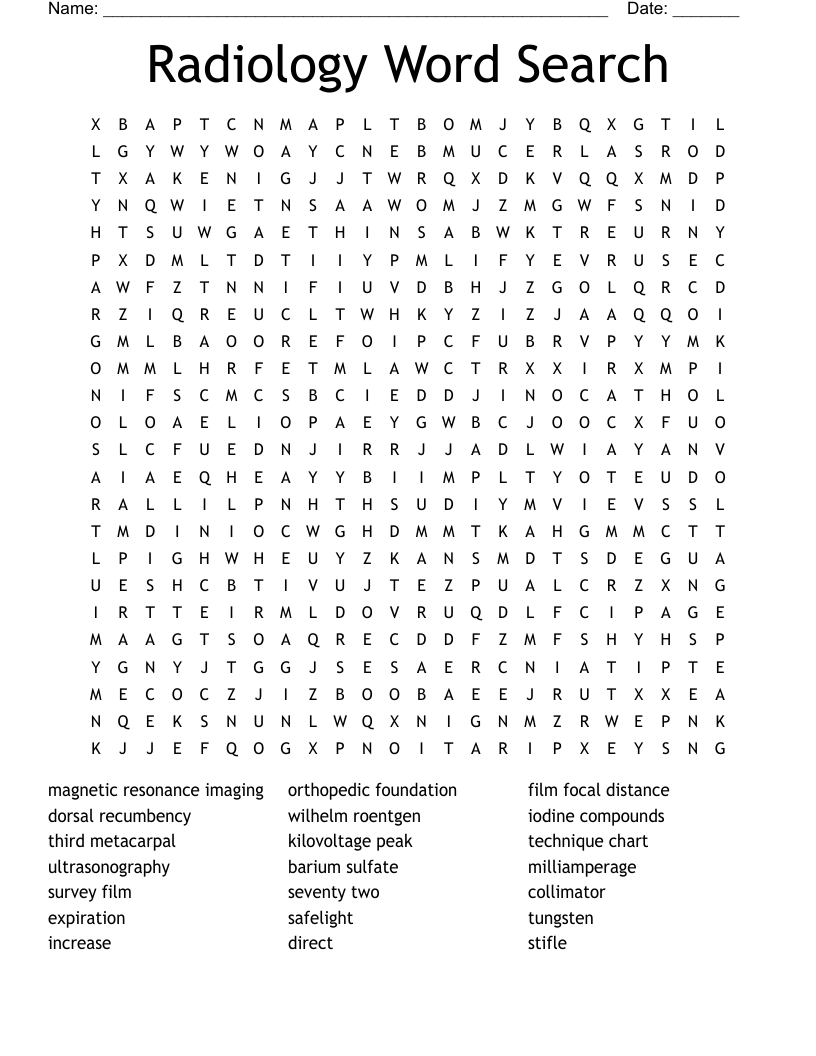 Radiology Word Search