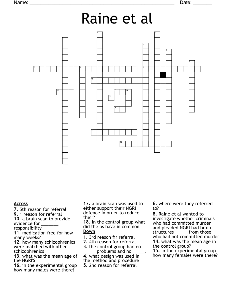 Raine et al Crossword