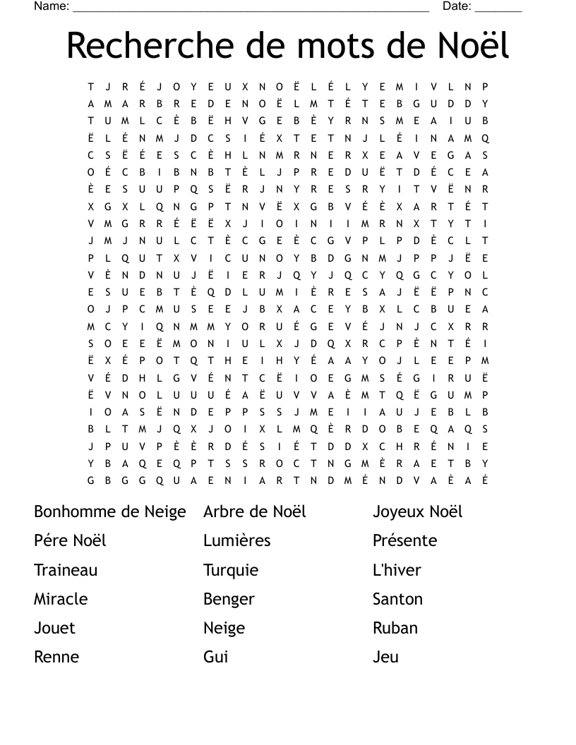 Recherche de mots de Noël Word Search
