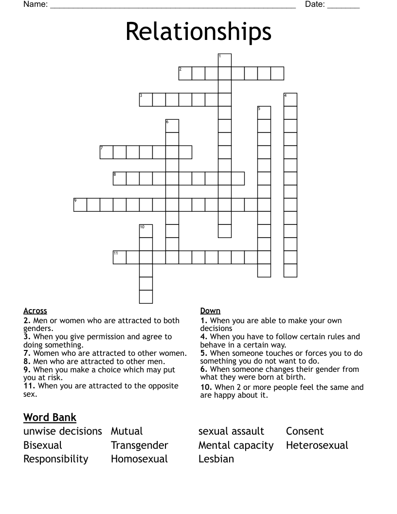 Relationships Crossword