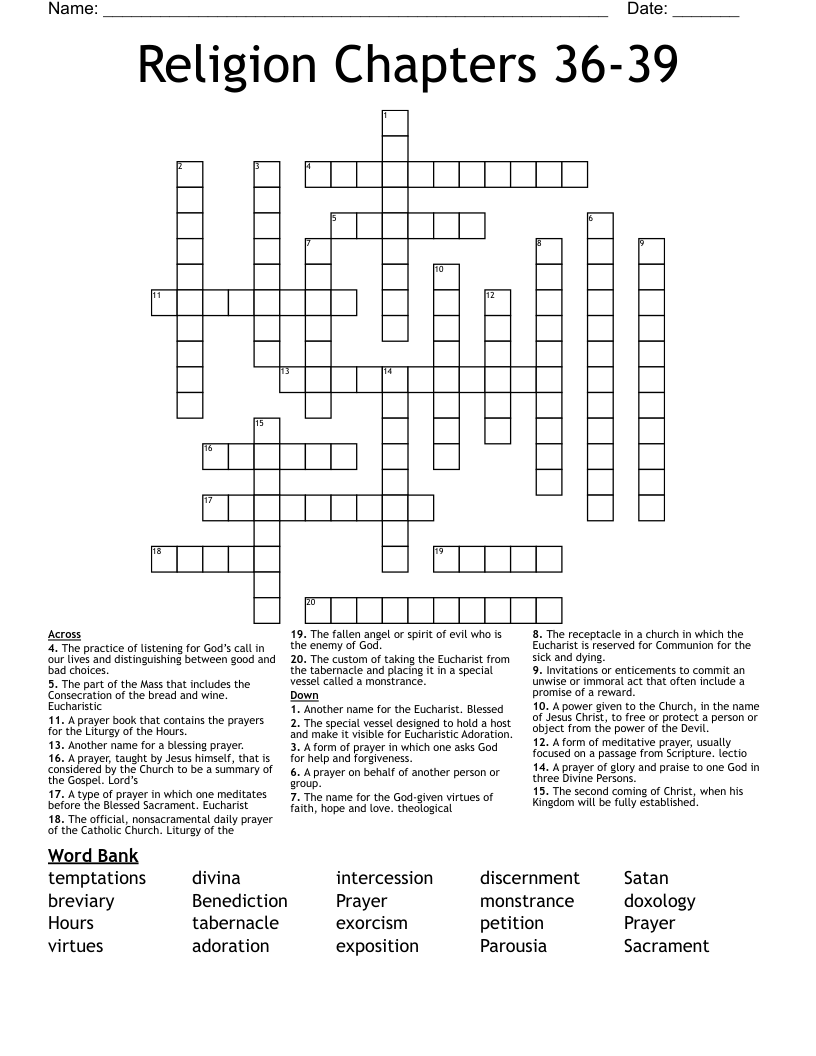 Religion Chapters 36-39 Crossword
