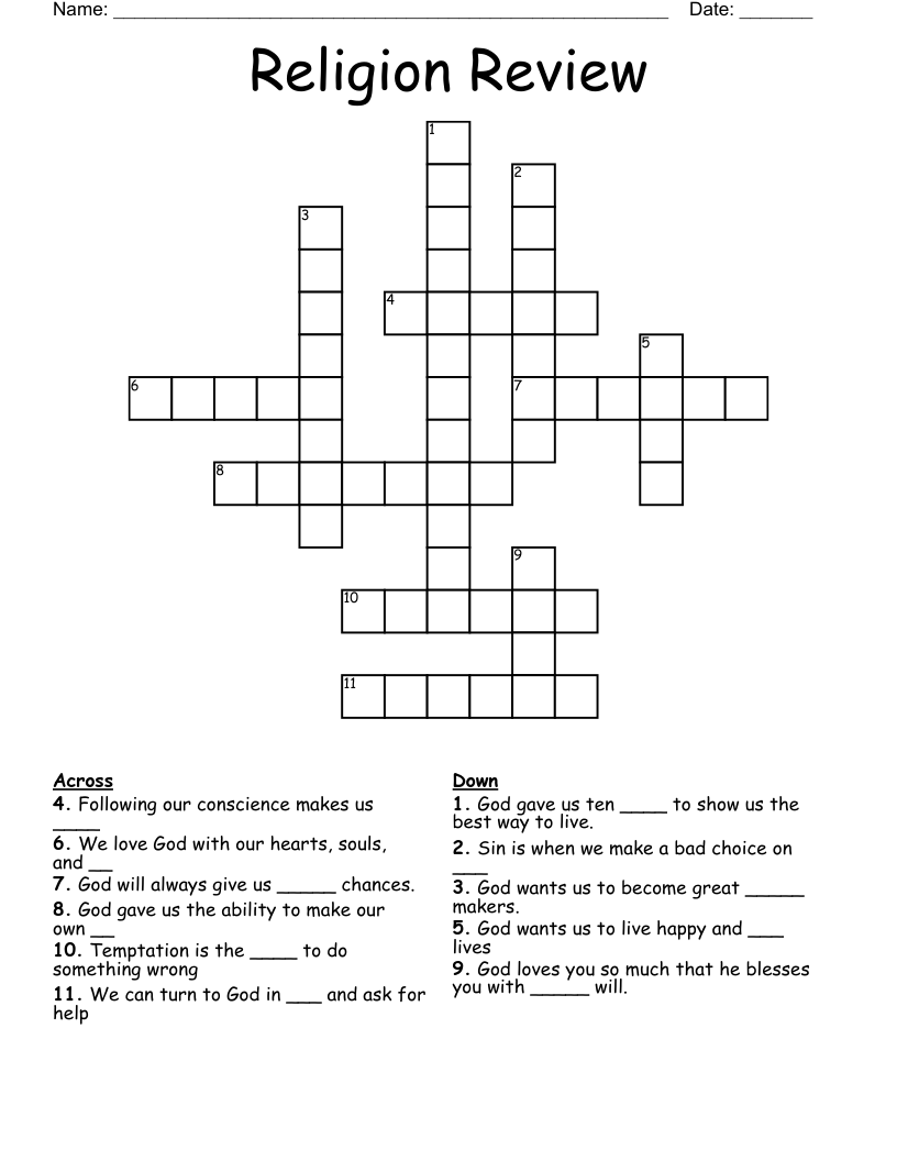 Religion Review Crossword