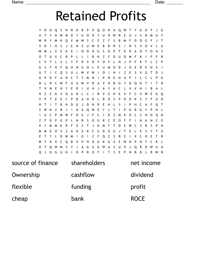 Retained Profits  Word Search