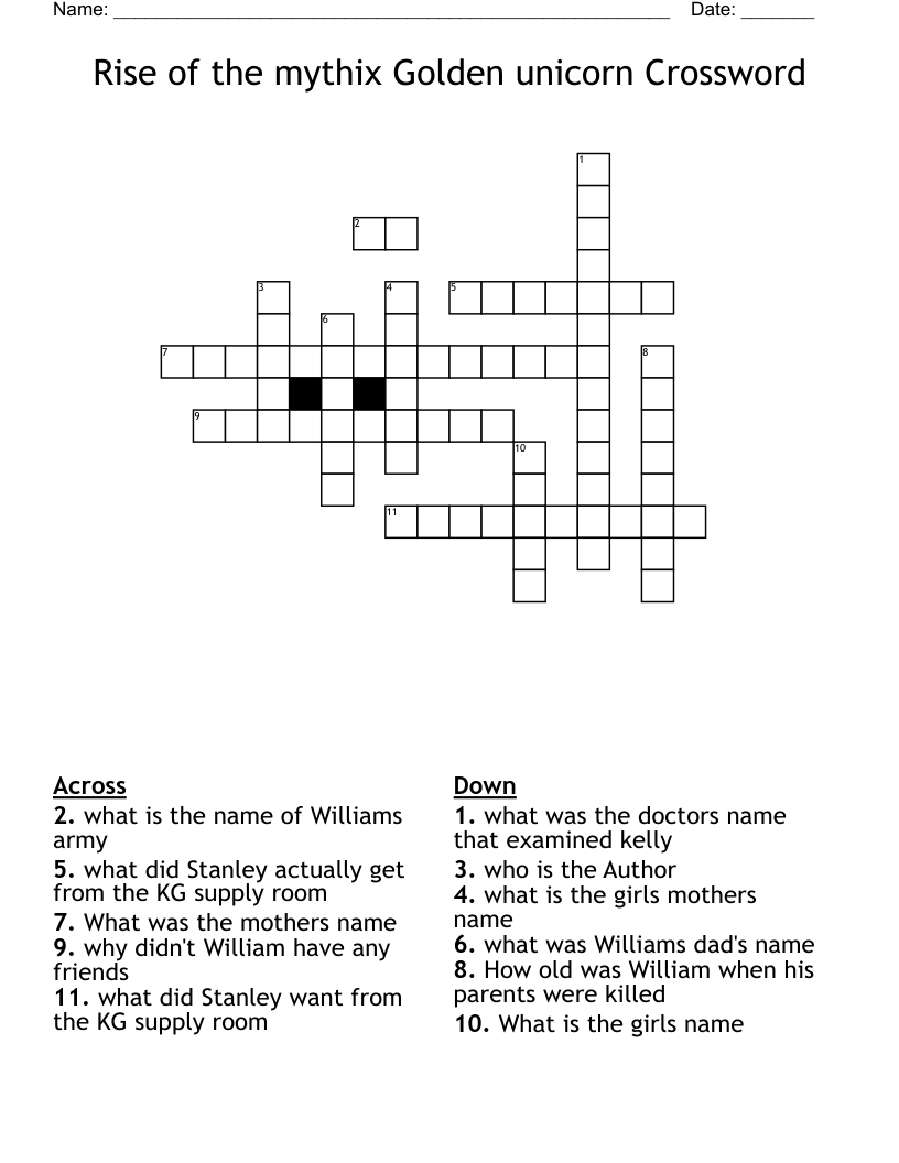 Rise of the mythix Golden unicorn Crossword
