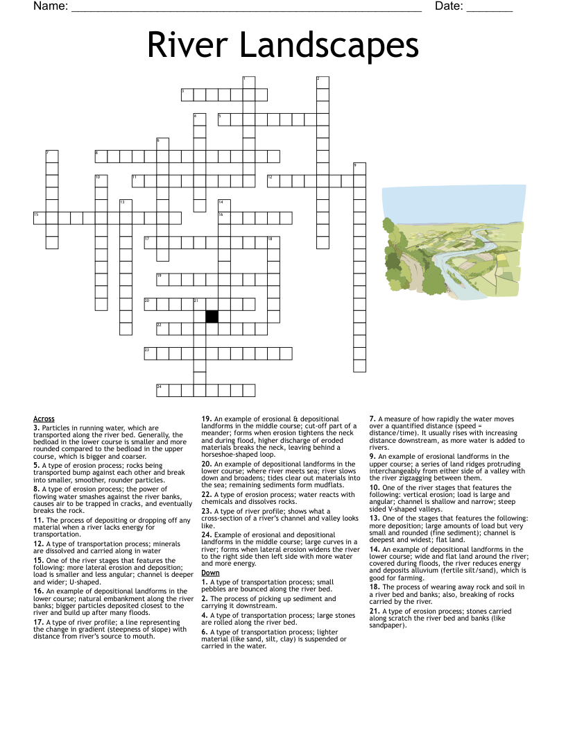 River Landscapes Crossword
