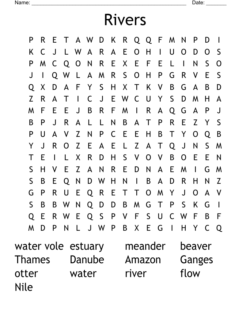 Rivers Word Search