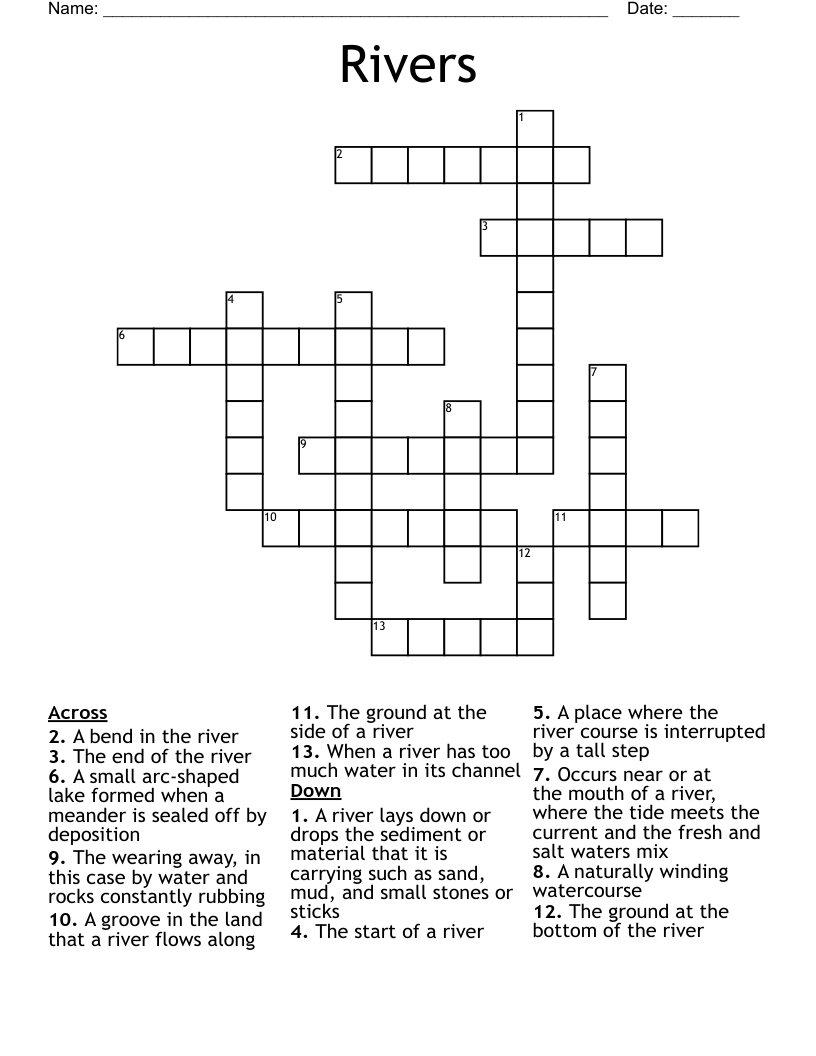 Rivers Crossword