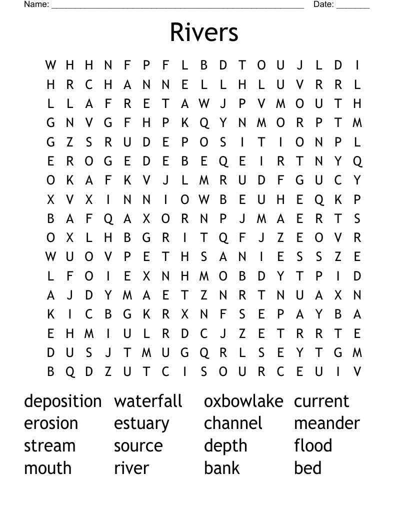 Rivers Word Search