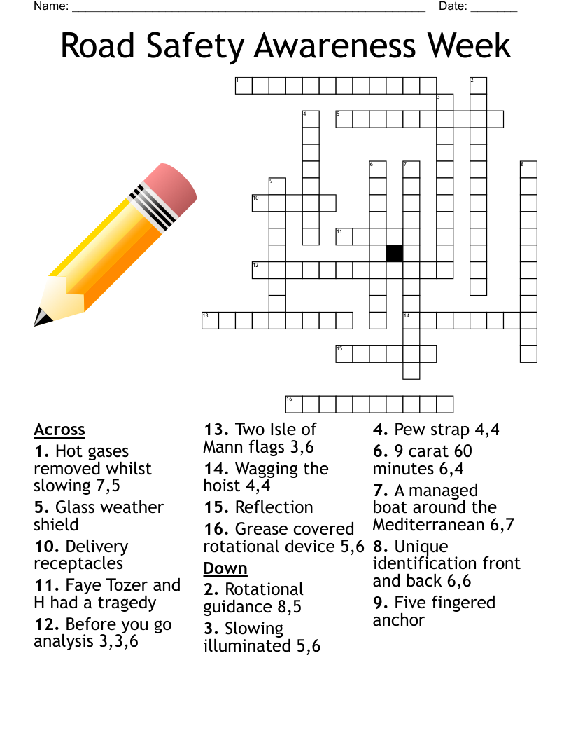 Road Safety Awareness Week Crossword