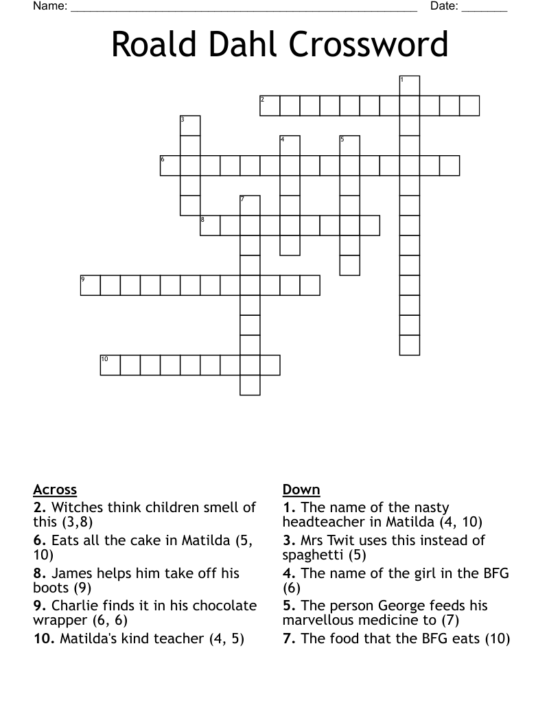 Roald Dahl Crossword