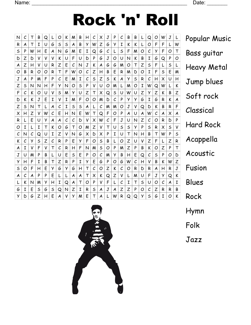 Rock 'n' Roll Word Search