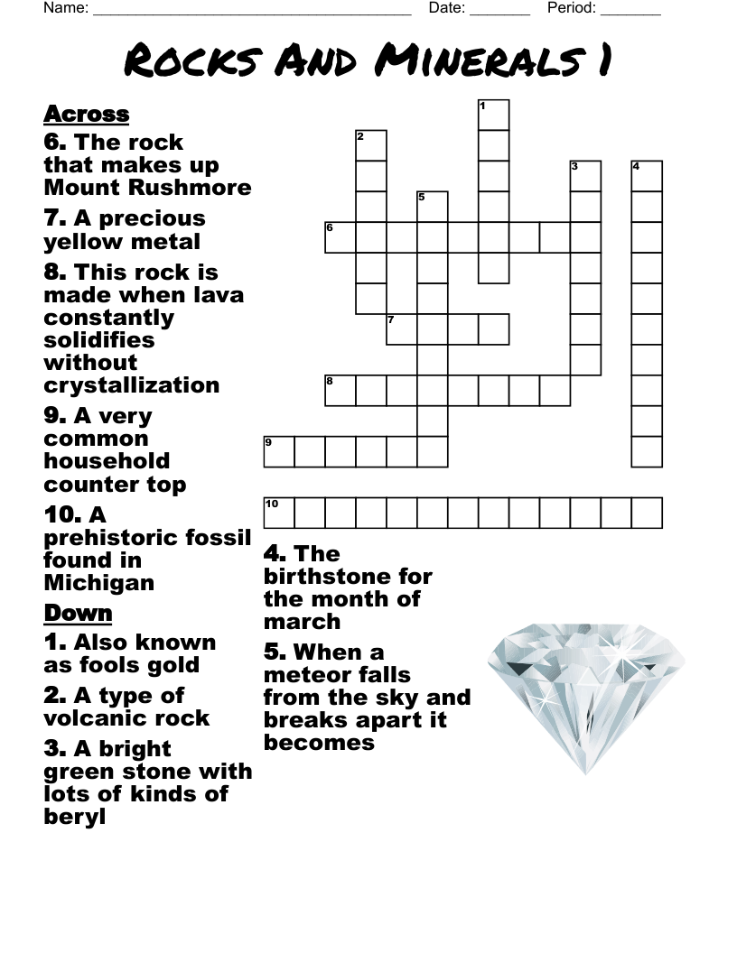 Rocks And Minerals 1 Crossword