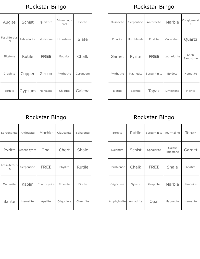Rockstar Bingo