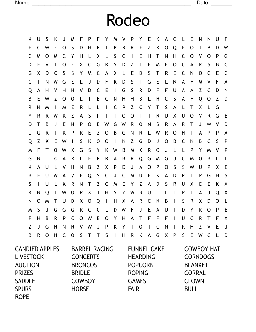 Rodeo Word Search