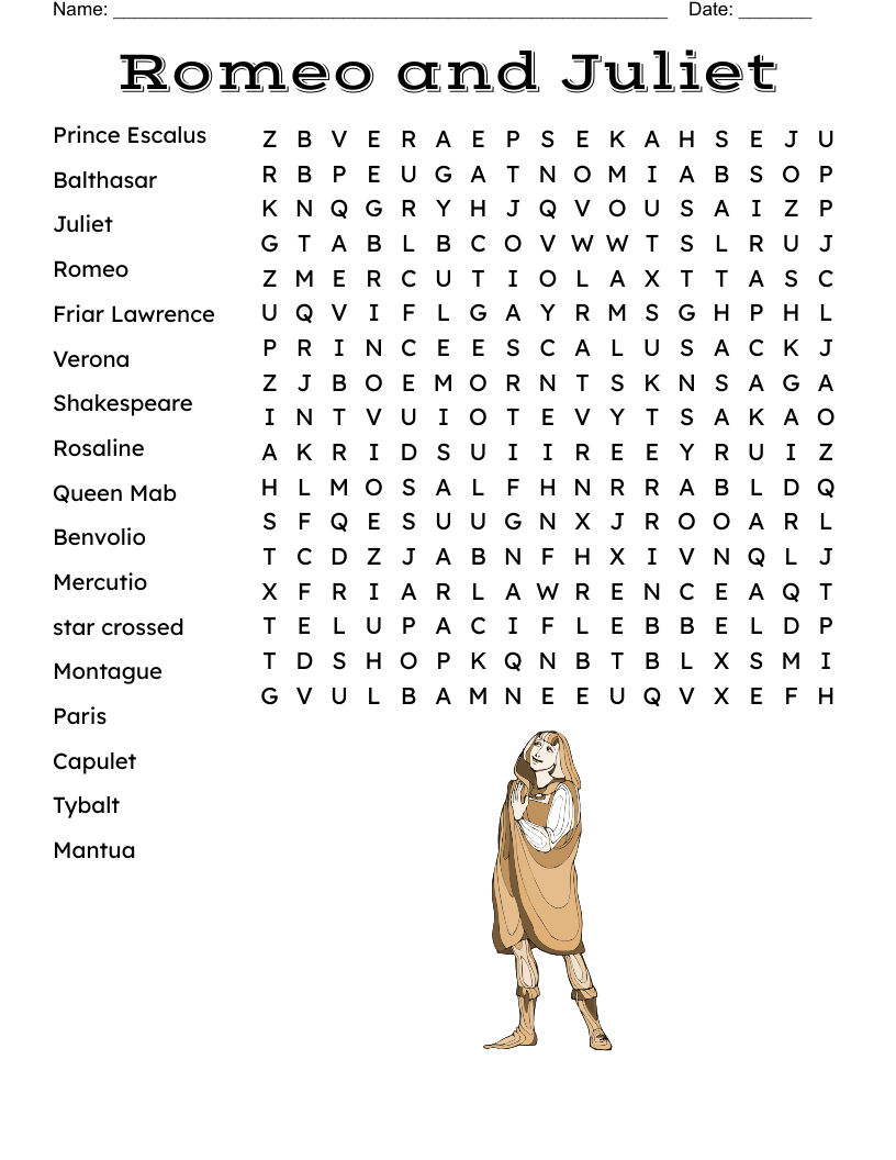Romeo and Juliet Word Search