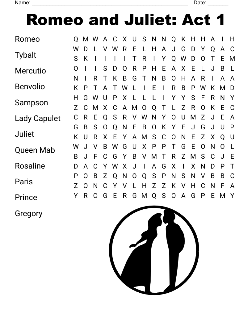Romeo and Juliet: Act 1 Word Search